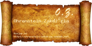 Ohrenstein Zakária névjegykártya
